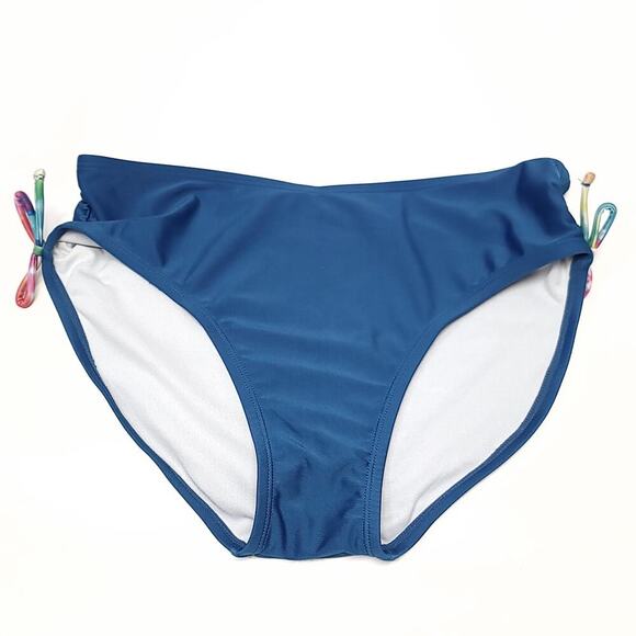 Cat & Jack Girls Bikini Bottom Size Xl 14 / 16 Blue Solid Side Tie Swimwear - Picture 1 of 7